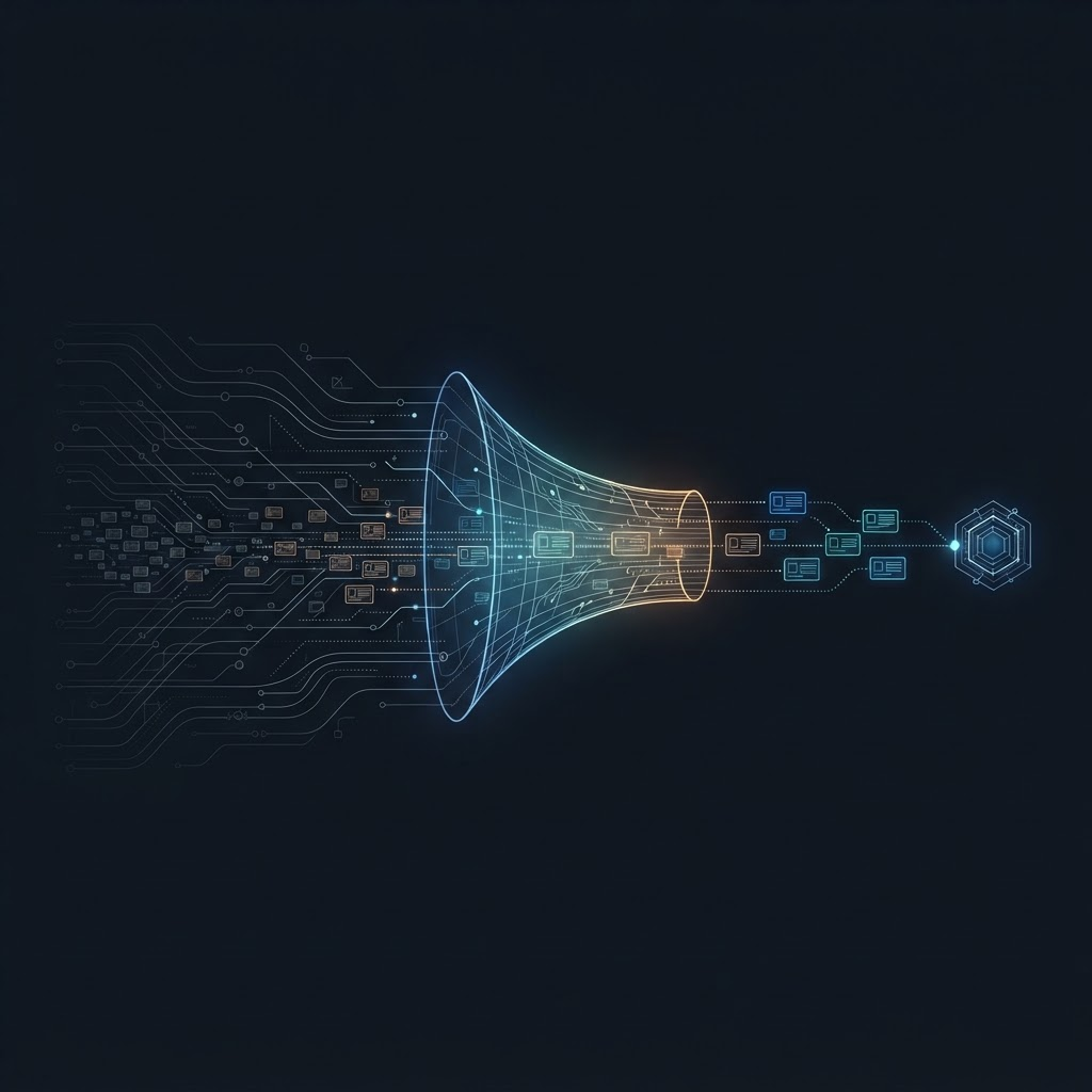 Abstract visualization of a pipeline and dashboard data flow